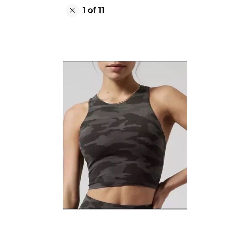 ATHLETA Sports Bra Size Small A-C Cup‎ Gray  Camo Gray Conscious Crop Bra